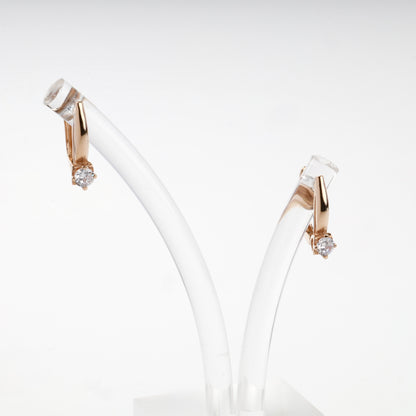 Rose Gold 14K (585) Cubic Zirconia Drop Earrings — front view — Kabluchka