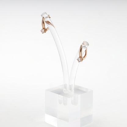 Rose Gold 14K (585) Cubic Zirconia Drop Earrings — detail view — Kabluchka