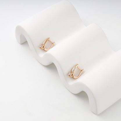 Rose Gold 14K (585) Cubic Zirconia Drop Earrings — closure detail — Kabluchka