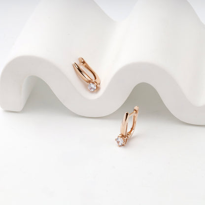 Rose Gold 14K (585) Cubic Zirconia Drop Earrings — angled view — Kabluchka