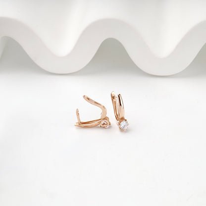 Rose Gold 14K (585) Cubic Zirconia Drop Earrings — alternate view — Kabluchka