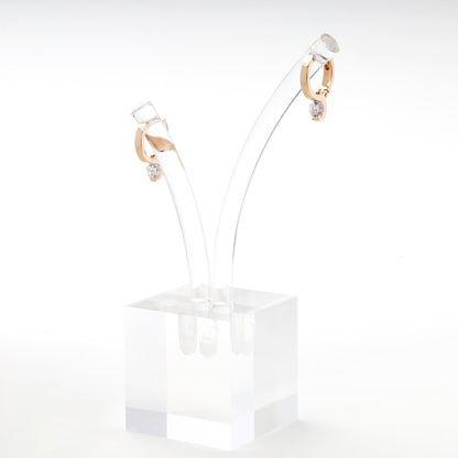 Rose Gold 14K (585) Royal Cubic Zirconia Huggie Earrings — closure detail — Kabluchka