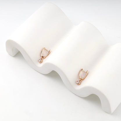 Children's Rose Gold 14K (585) Cubic Zirconia Dangle Earrings — detail view — Kabluchka