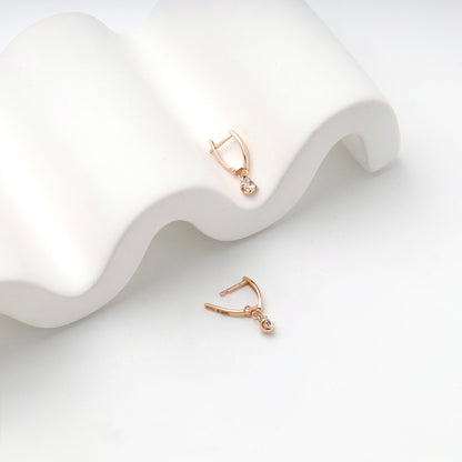 Children's Rose Gold 14K (585) Cubic Zirconia Dangle Earrings — angled view — Kabluchka