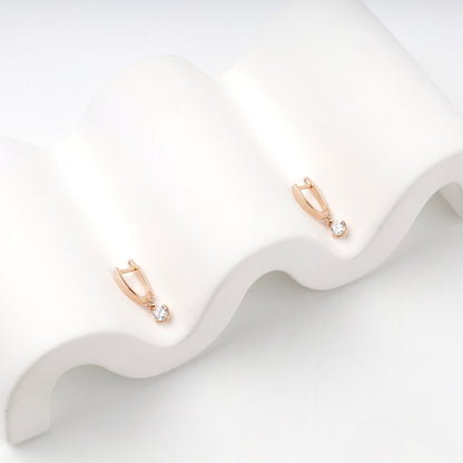 Children's Rose Gold 14K (585) Cubic Zirconia Dangle Earrings — side view — Kabluchka