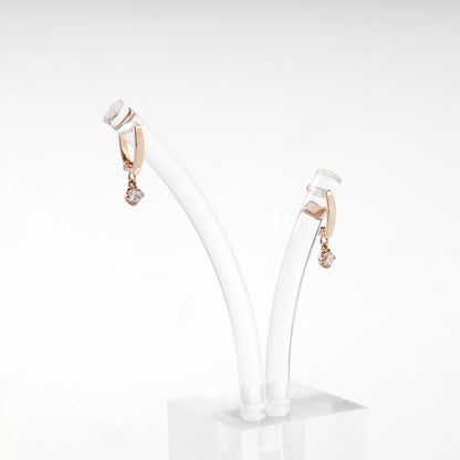 Children's Rose Gold 14K (585) Cubic Zirconia Dangle Earrings — closure detail — Kabluchka