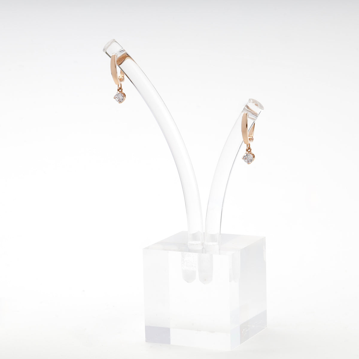 Children's Rose Gold 14K (585) Cubic Zirconia Dangle Earrings — front view — Kabluchka