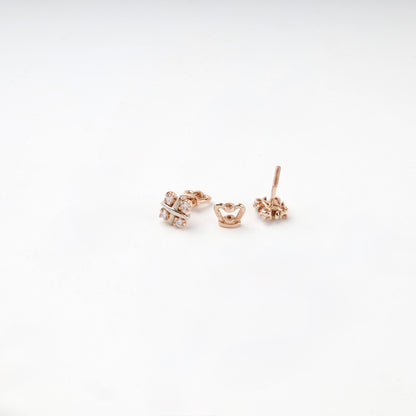 Rose Gold 14K (585) Geometric Cubic Zirconia Stud Earrings — alternate view — Kabluchka