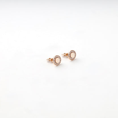 Rose Gold 14K (585) Cubic Zirconia Halo Stud Earrings — closure detail — Kabluchka