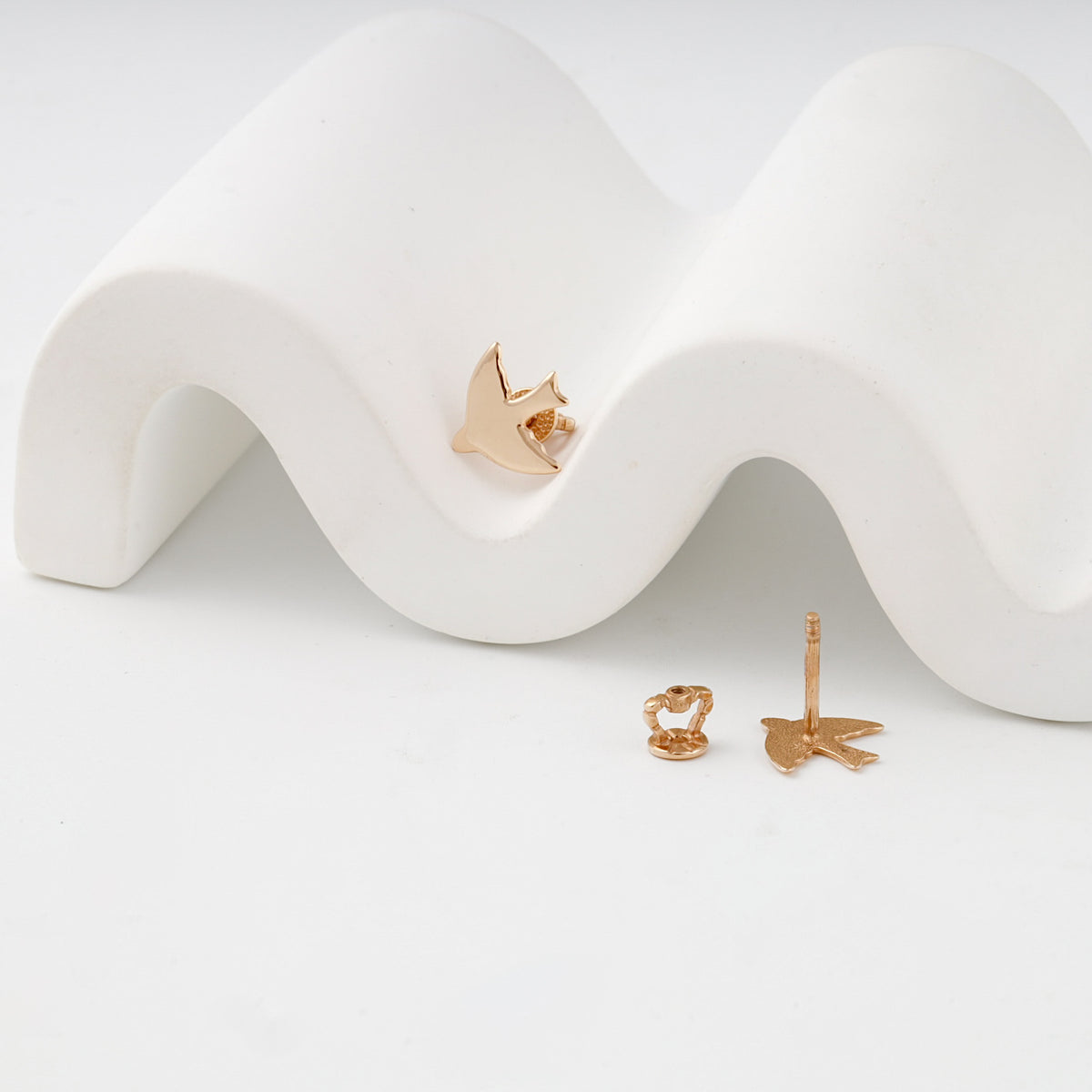 Polished bird stud earrings — threaded posts and screw backs — Kabluchka