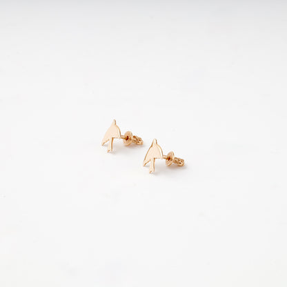 Rose gold bird stud earrings — screw-back closure detail — Kabluchka