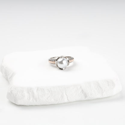 Imitation pearl ring with open circular design — Kabluchka Jewelry Store
