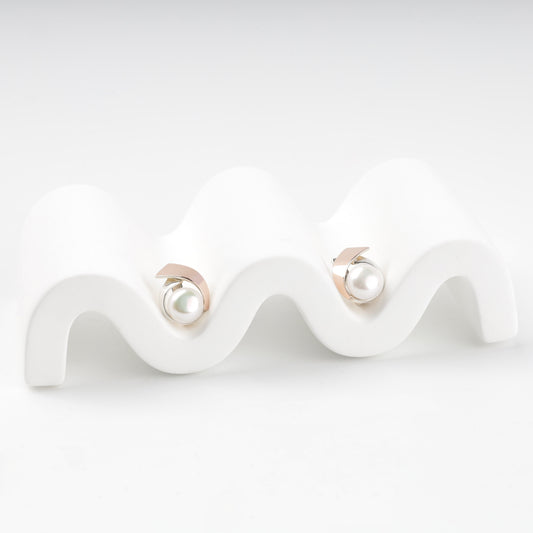 Silver 925 and Gold 375 pearl drop earrings — front view — Kabluchka