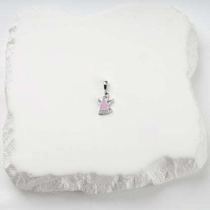 Silver 925 pink enamel angel pendant — view 2 — Kabluchka