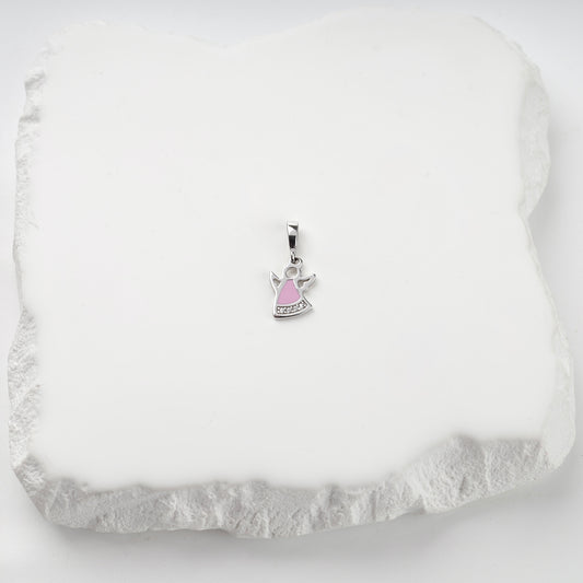 Silver 925 pink enamel angel pendant — view 2 — Kabluchka