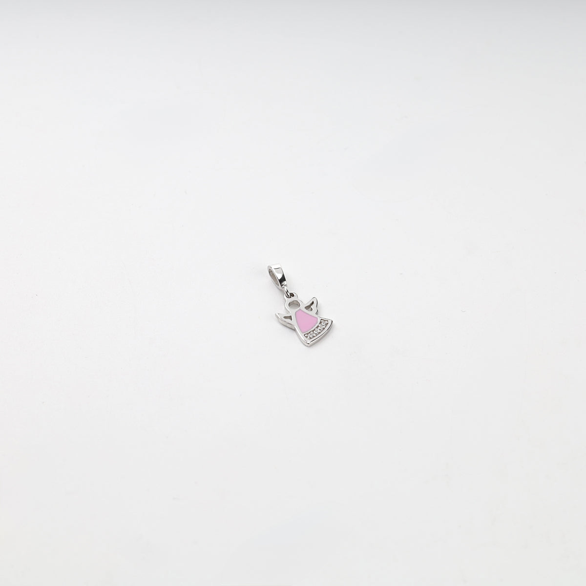 Silver 925 pink enamel angel pendant — view 3 — Kabluchka