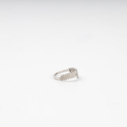 Modern silver bar ring with vertical bars, back view — Kabluchka