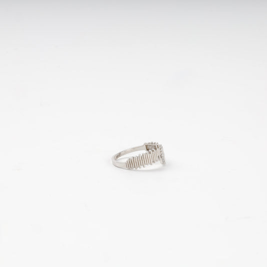 Modern silver bar ring with vertical bars, back view — Kabluchka
