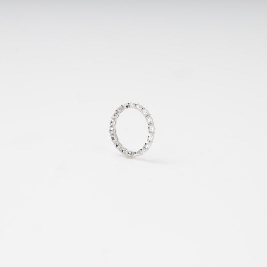 Silver 925 eternity ring with round cubic zirconia — angled view — Kabluchka