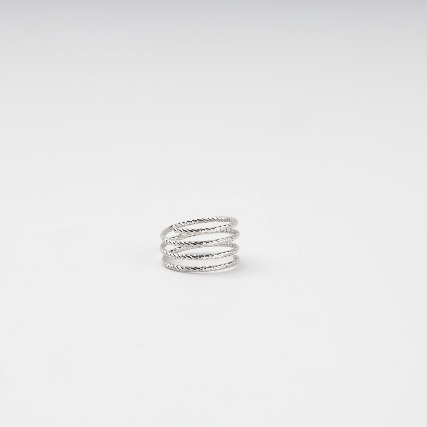 Silver 925 diamond-cut multi-wrap open ring — front view — Kabluchka