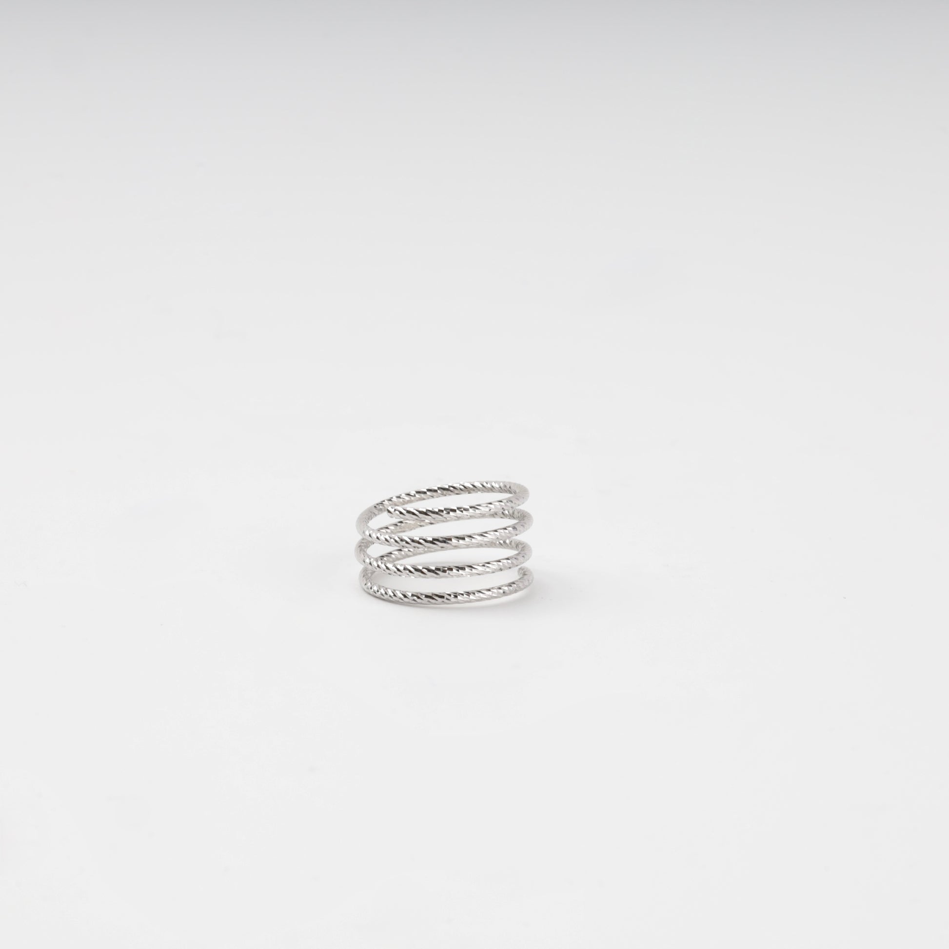 Silver 925 diamond-cut multi-wrap open ring — front view — Kabluchka