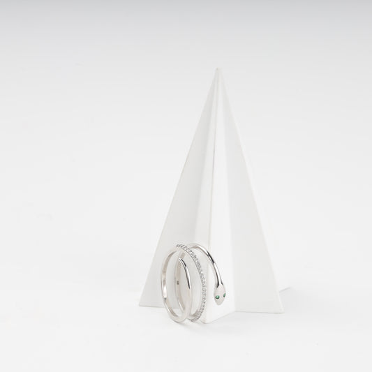 Silver 925 coiled serpent ring with pavé cubic zirconia — Kabluchka
