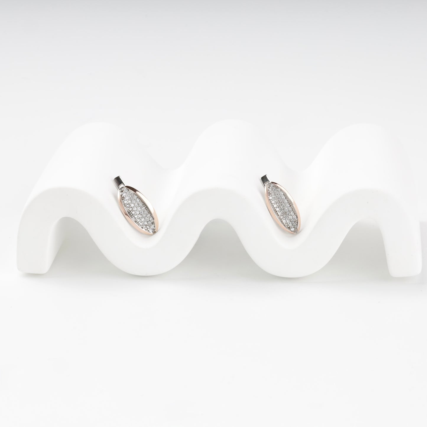 Silver 925 drop earrings with Gold 375 accents — angled view — Kabluchka