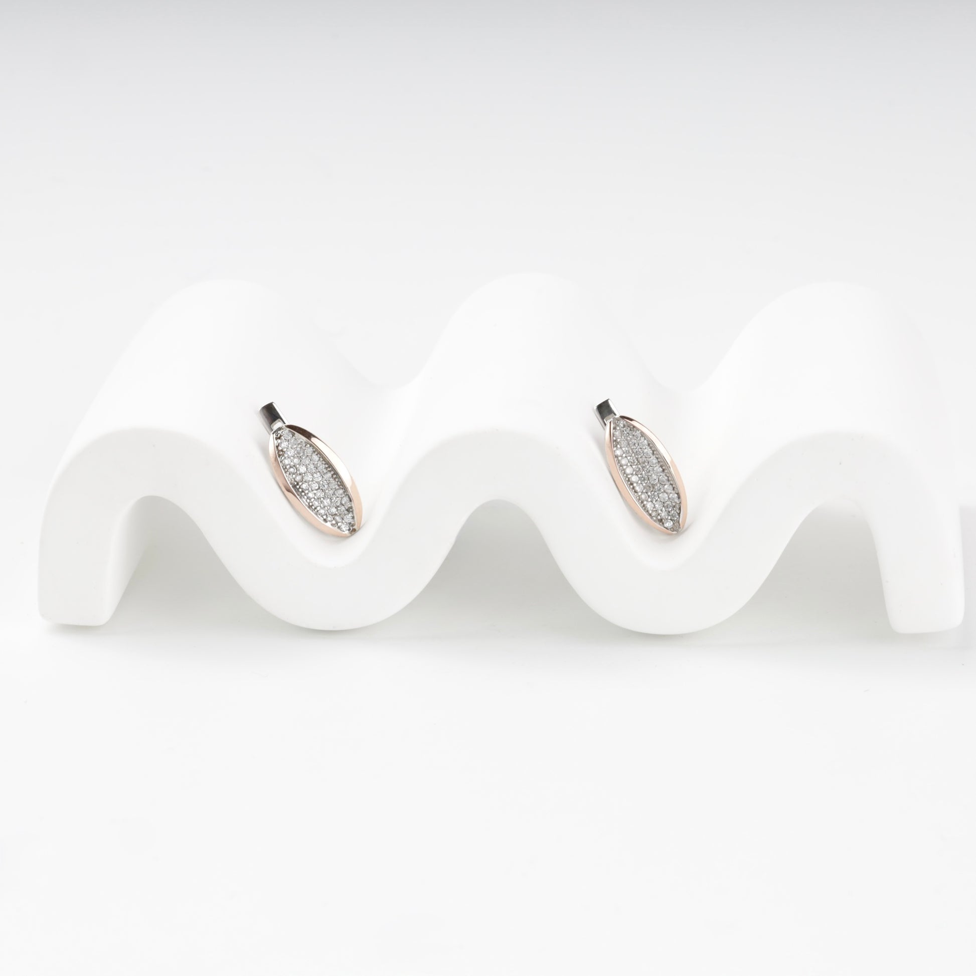 Silver 925 drop earrings with Gold 375 accents — angled view — Kabluchka