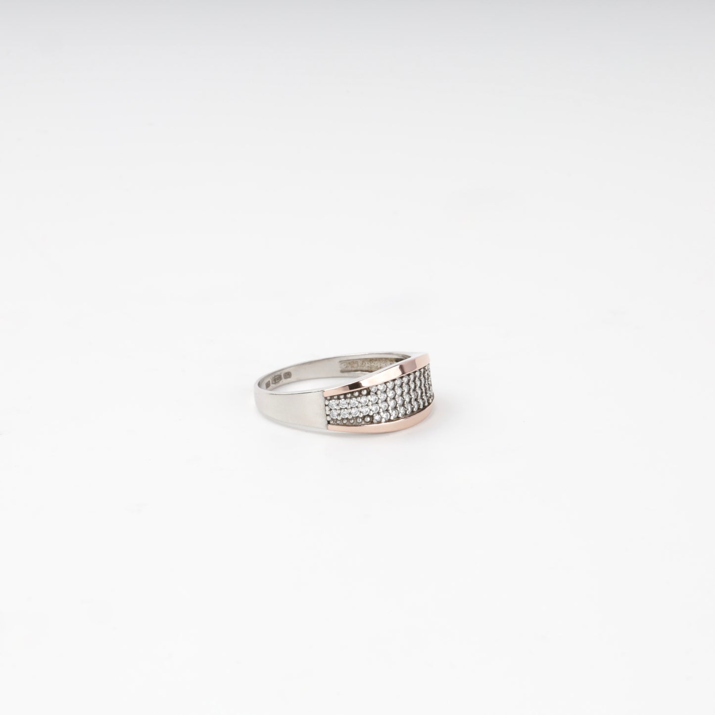 Multi-row cubic zirconia ring — front view — Kabluchka