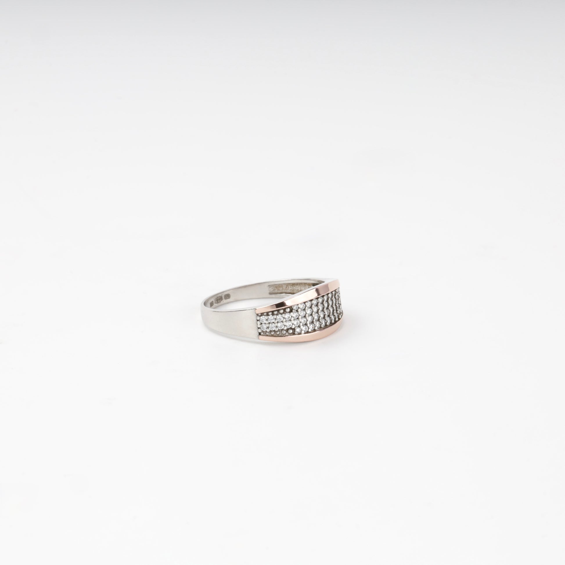 Multi-row cubic zirconia ring — front view — Kabluchka