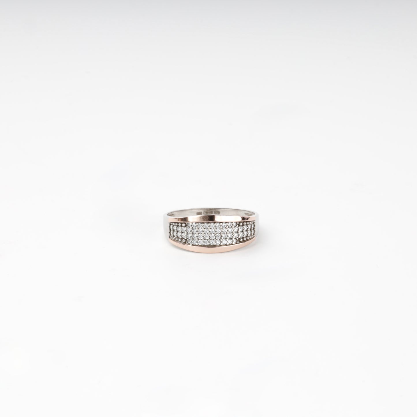 Rhodium-plated Silver 925 and Gold 375 cubic zirconia ring — Kabluchka