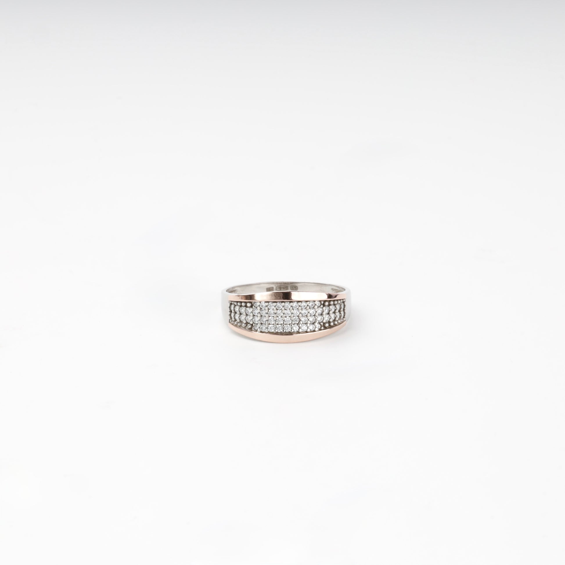 Rhodium-plated Silver 925 and Gold 375 cubic zirconia ring — Kabluchka