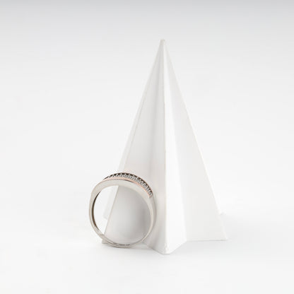 Wide cubic zirconia ring with Gold 375 accents — angled view — Kabluchka