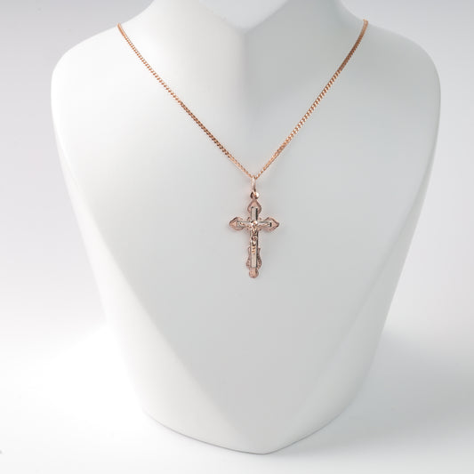 Gold cross 585 rose gold pendant for chain