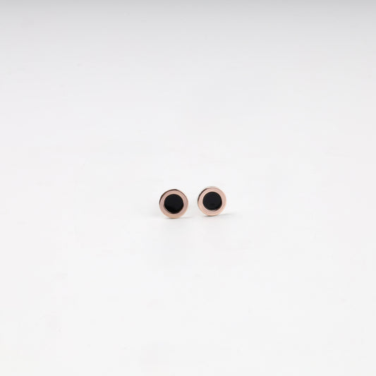 Silver 925 stud earrings with black enamel and gold 375 — Kabluchka