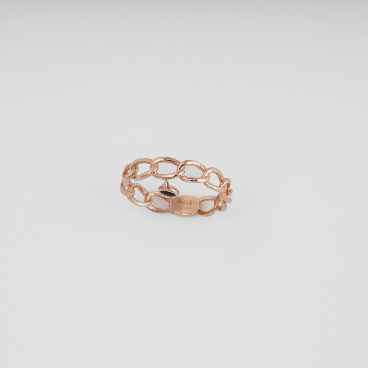 14K rose gold chain link ring side view with enamel charm - Kabluchka store