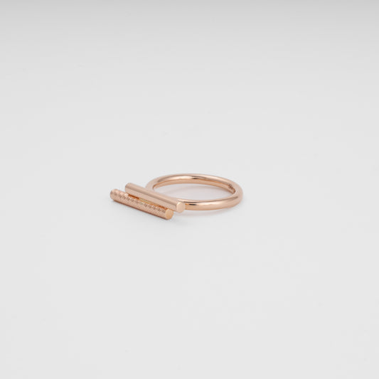 14K rose gold double bar open ring — Kabluchka