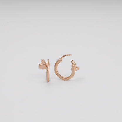 Rose gold smooth round hoop earrings top view — Kabluchka