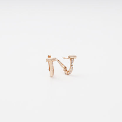 Rose gold 585 T-bar earrings with English lock — Kabluchka