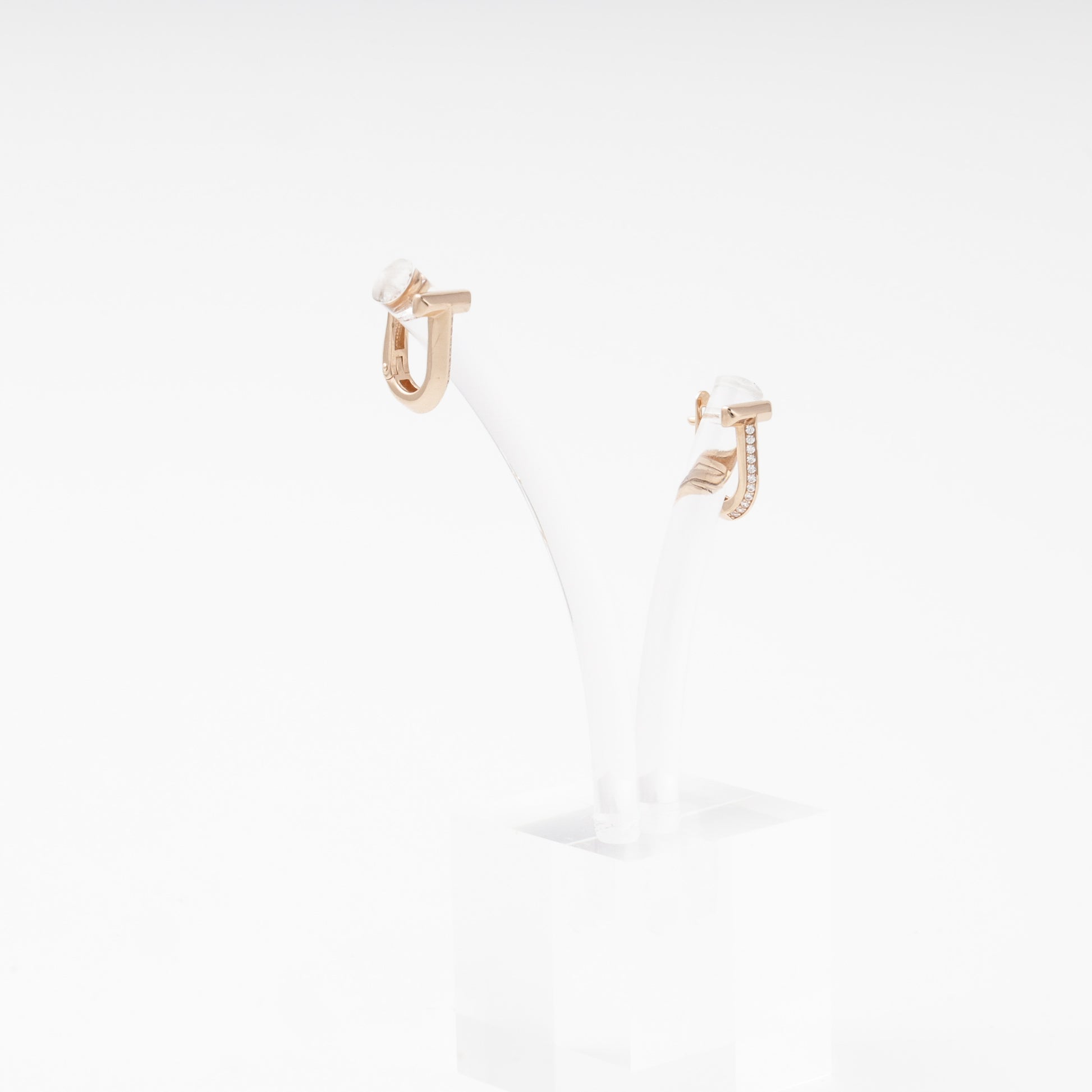 Rose gold 585 T-bar earrings — Kabluchka