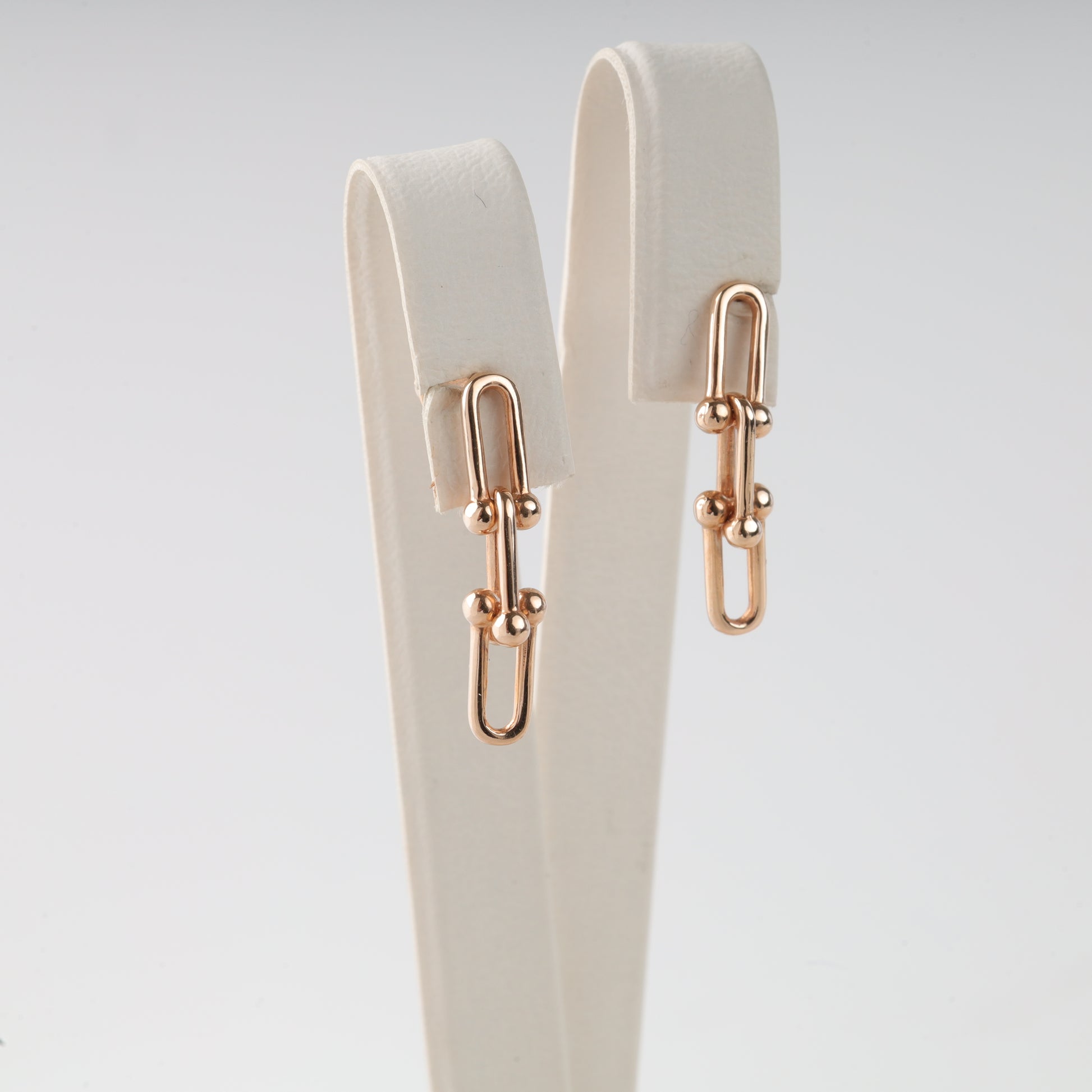Rose gold 585 chain link drop earrings - Kabluchka Jewelry