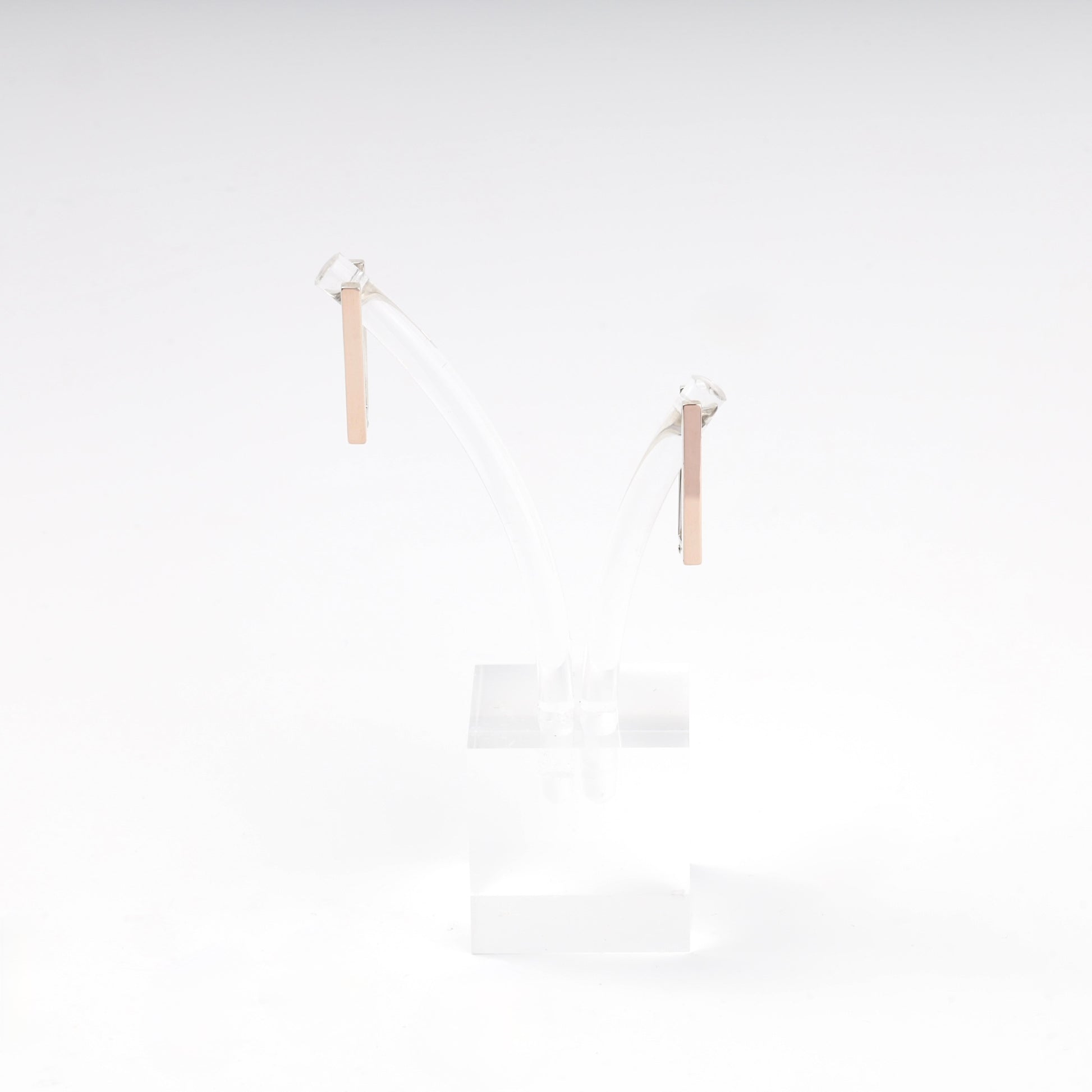 Silver 925 rectangular drop earrings with gold 375 — Kabluchka
