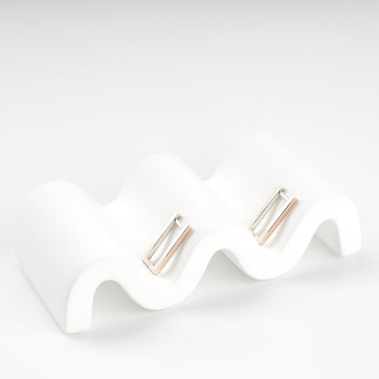 Silver 925 rectangular drop earrings with gold 375 — Kabluchka