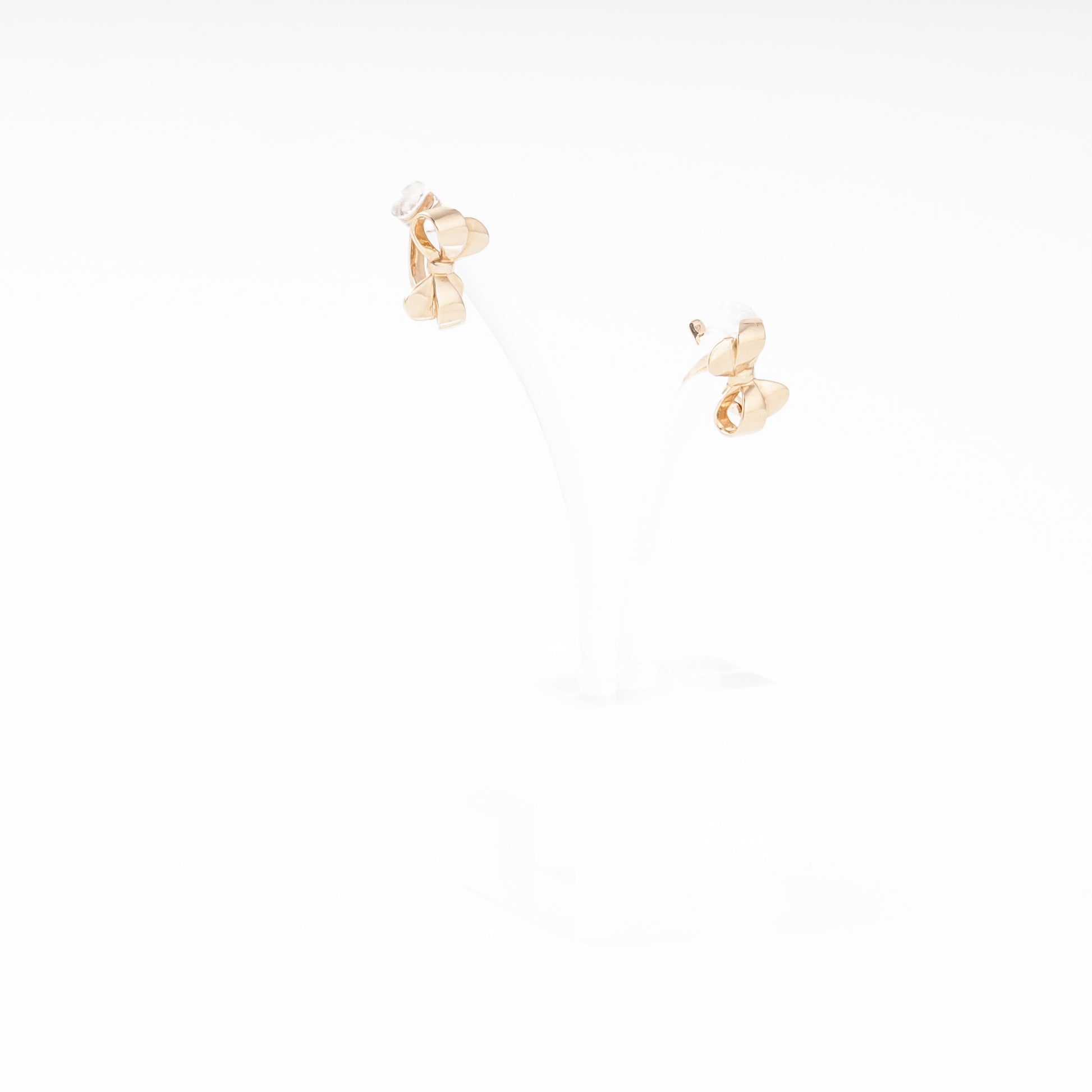 Rose Gold 585 14K Bow Earrings Plain Polished — Kabluchka