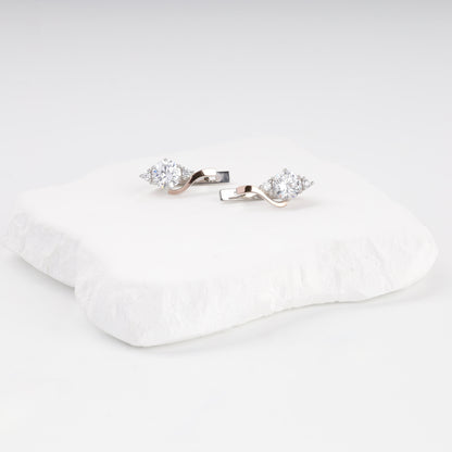 Round cubic zirconia earrings front view — Kabluchka Jewelry Store