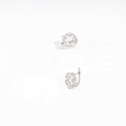Silver 925 CZ Cluster Earrings detail — Kabluchka