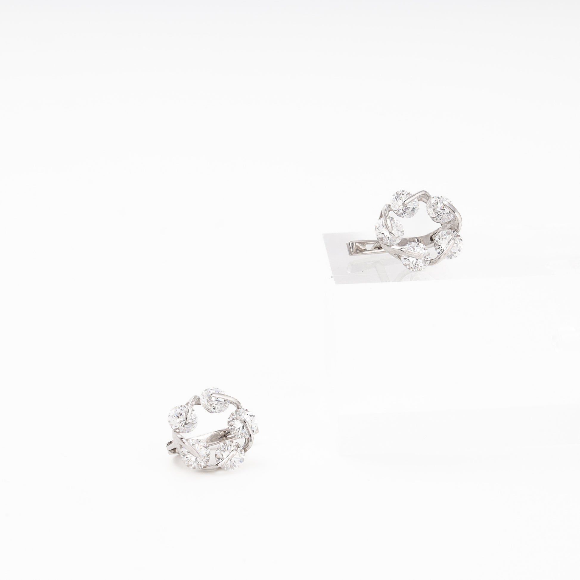 Silver 925 CZ Cluster Earrings close-up — Kabluchka