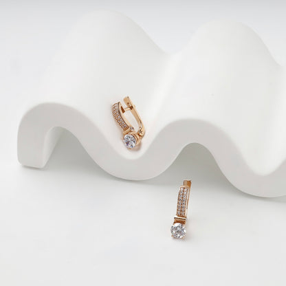 Cubic zirconia drop earrings with English locks, product view — Kabluchka