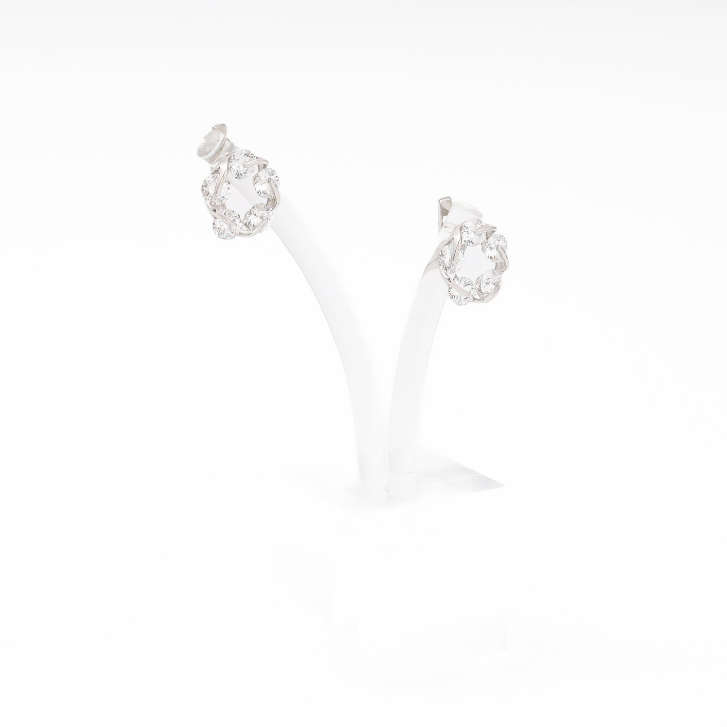 Silver 925 CZ Cluster Earrings on display — Kabluchka