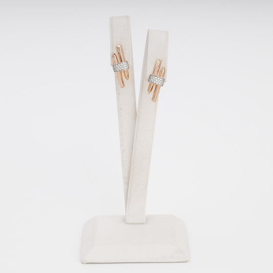 Rose white gold 585 stud earrings geometric — Kabluchka
